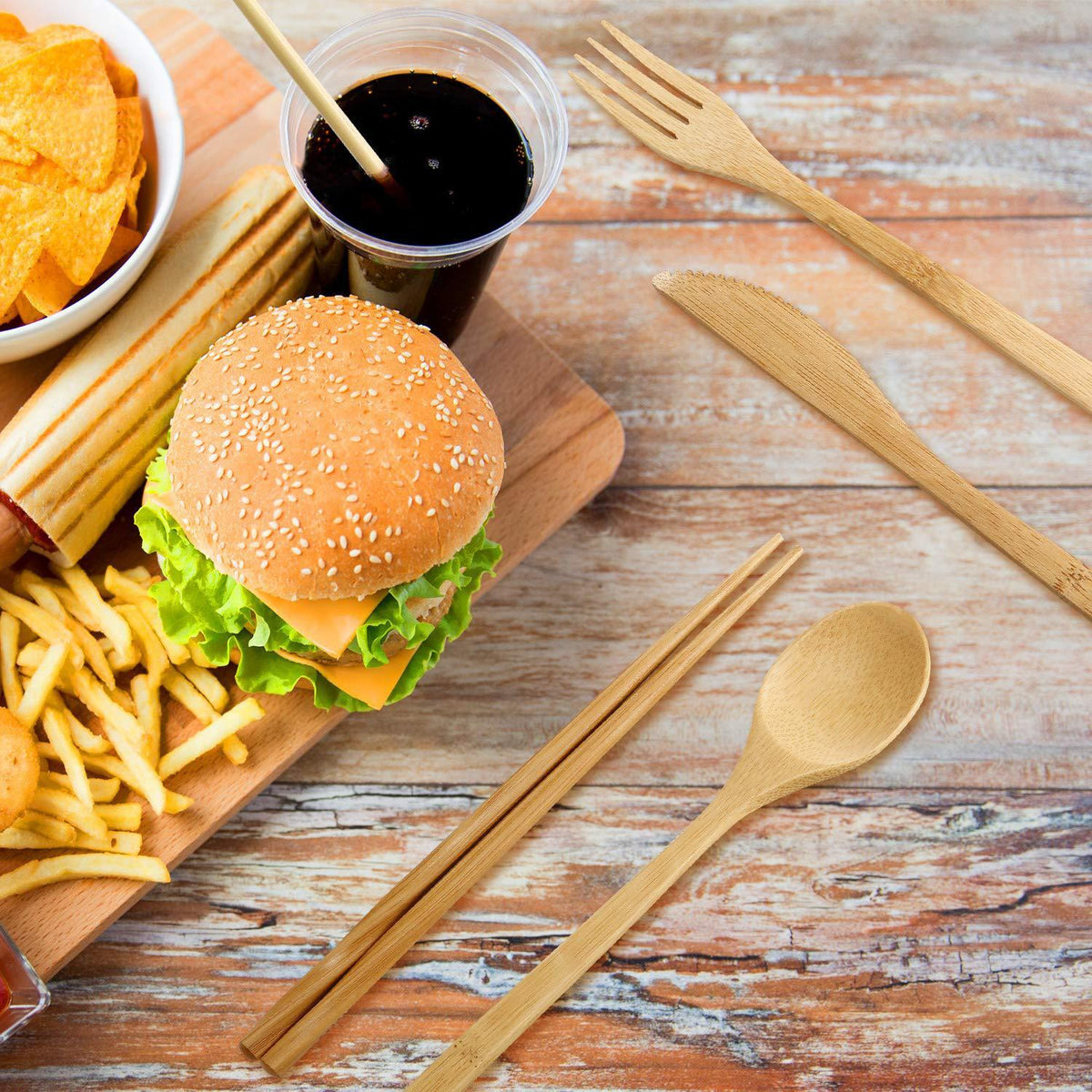 Bamboo cutlery set