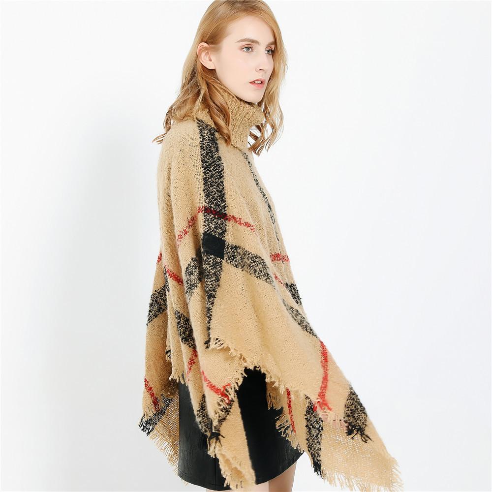 Large plaid imitation cashmere shawl
