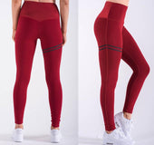 High waist solid color cross-border striped stretch yoga pants fitness bottoming nine points trousers