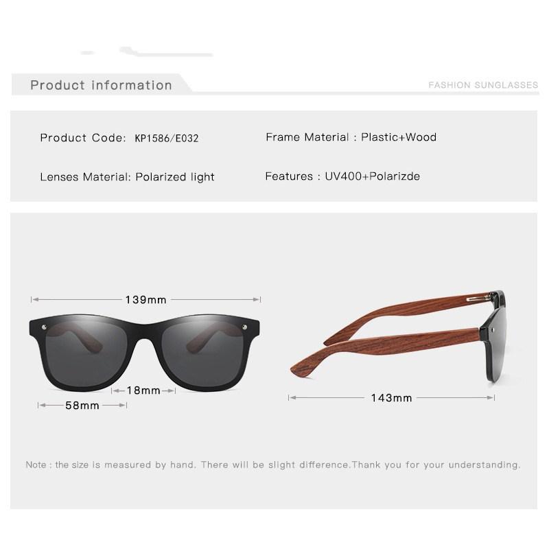 Bamboo Wood Leg Square Sunglasses