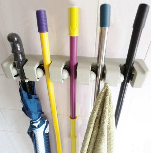 Kitchen Organizer 5 Position Mop Broom Holder Tool Wall Shelf Mounted Storage Hanger Bathroom Mop Broom Holder Organizing Tools