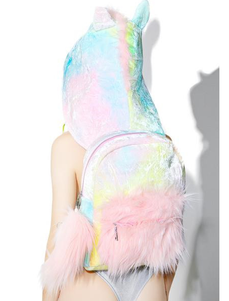 A lot of the same paragraph sugar baby tie dye unicorn hooded backpack shoulder bag creative school bag