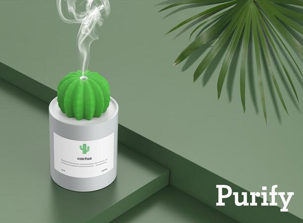 Illuminated cactus ball humidifier