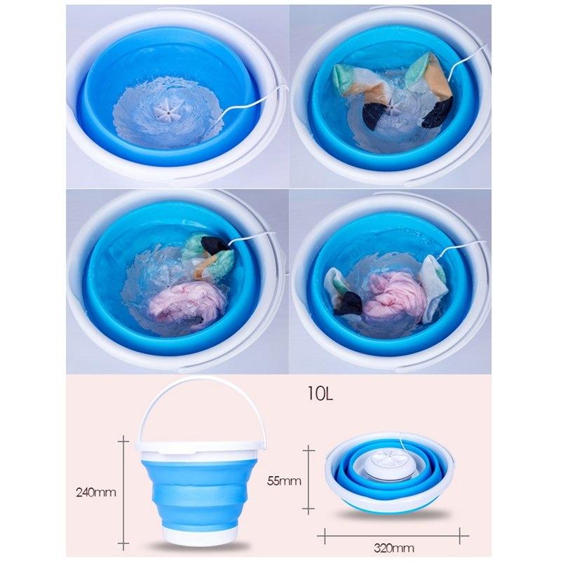 Folding bucket turbine washing machine