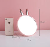Rabbit heart desk desktop small round makeup mirror