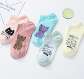 Cotton socks, cartoon cat boat socks