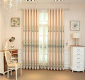 Slub cotton embroidery curtain fabric