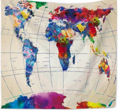 Colorful Meridian Map Tapestry
