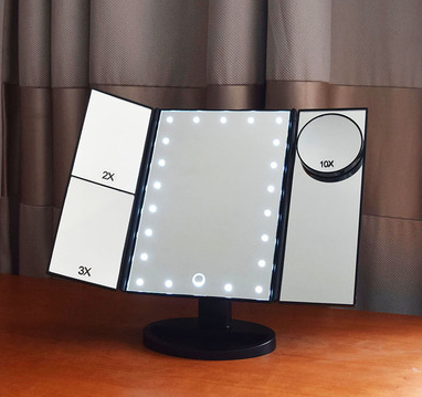 LED Espejo De Maquillaje Con Luz Plegable Portátil