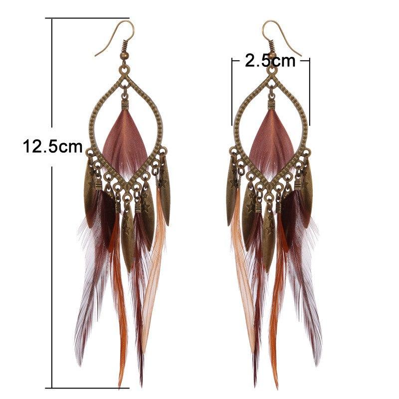 Feather long earrings personality