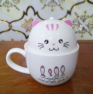 Creative cat cup ceramic mug office cup with lid spoon bone china couple coffee cup tea cup gift
