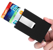 New creative wallet import card automatic pop-up aluminum metal wallet leather package gift protection anti-degaus
