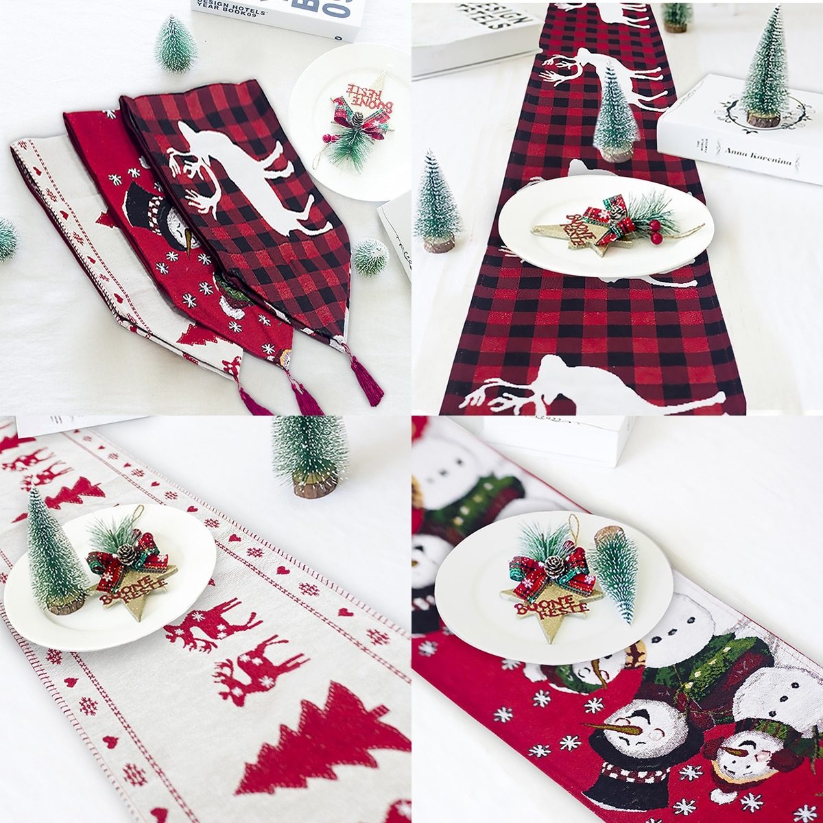 Christmas cotton embroidery table flag