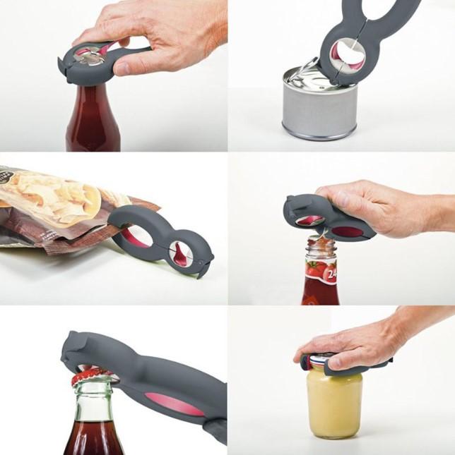 6 in 1 Creative Multifunction Stainless Steel Can Opener Beer Bottle Opener