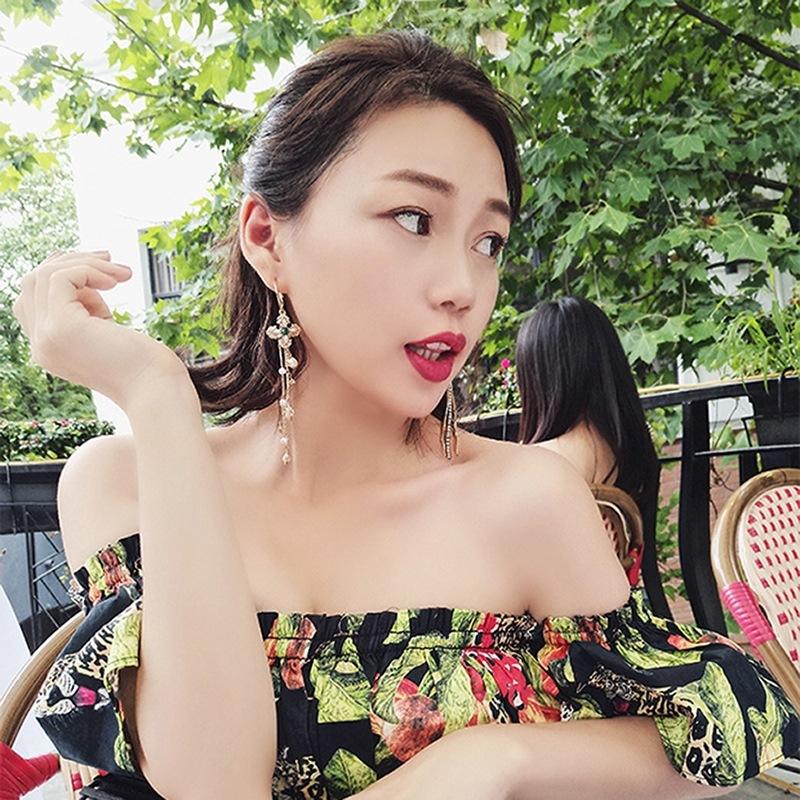 Vintage Asymmetric Pearl Tassel Earrings