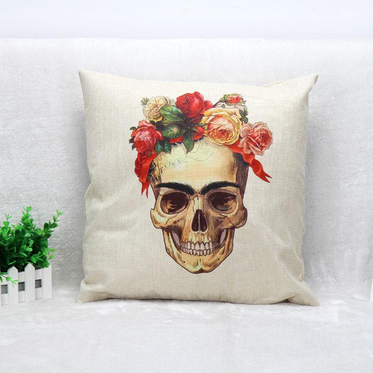 foreign trade hot cool colorful linen sofa pillow pillowcase on skull Home Furnishing wholesale custom