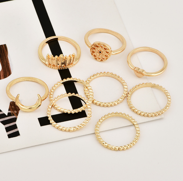 Moon Love Peach Heart Ring Combination