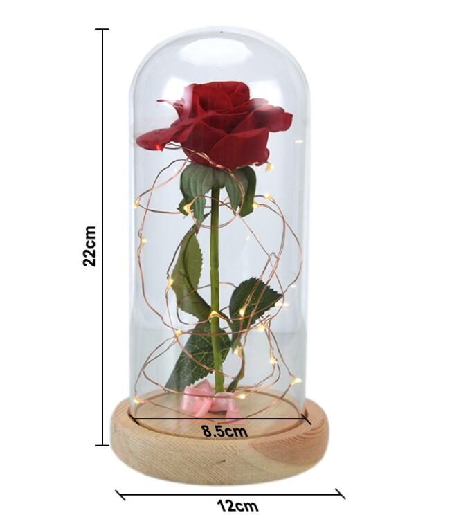 Smuxi LED Rose Wishing Bottle Festival Light Warm White Light Black/Beige Base Rose Flower Bottle Night Light Gift