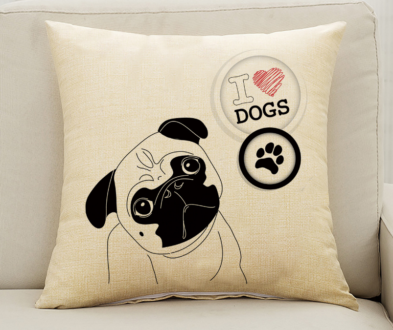 Pug pillow, funny, vibrating, cute, pet dog, pillowcase