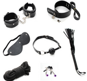 7pcs/Set Handcuffs Gag Nipple Clamps Whip Collar Erotic Toy Leather Fetish Sex Bondage Restraint Sex Toys for Couples O3