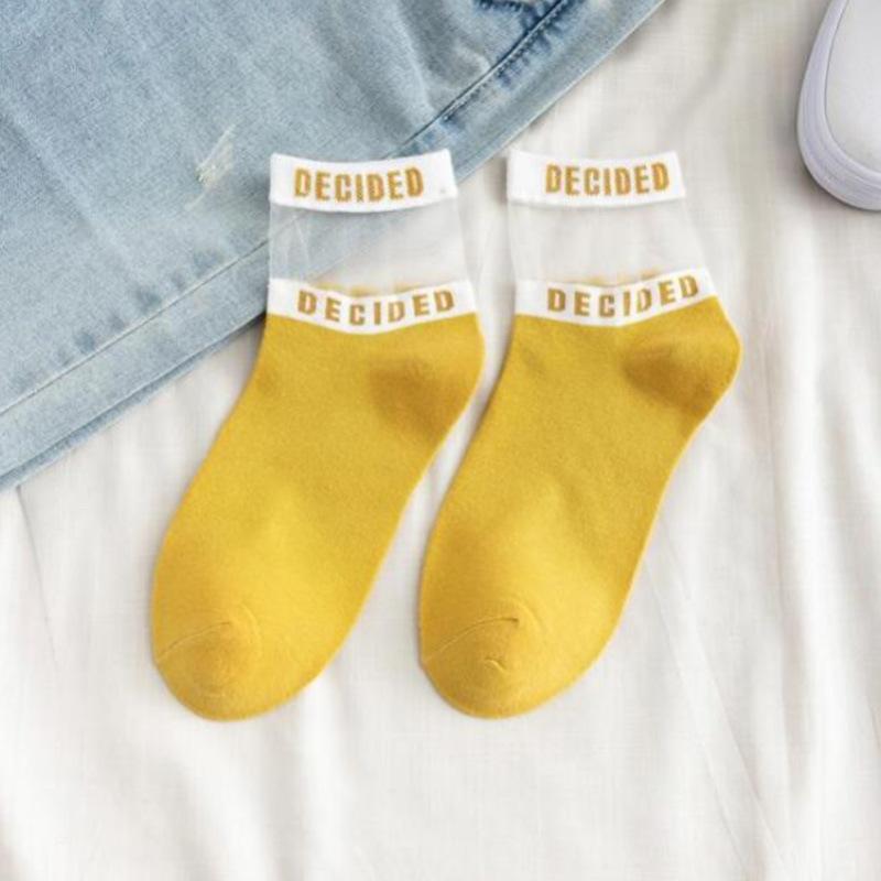 Letter card silk cotton socks