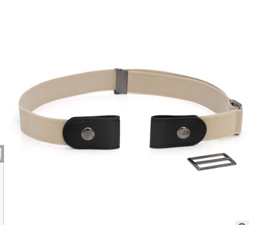 Leather Slim Stretch Invisible Belt Jeans Simple Joker Men and Women Lazy Belt