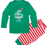 Christmas parent-child suit STOP Elfing AROUND printed home service
