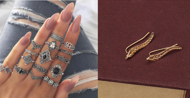Boho Long Vintage Leaf Stud Earrings