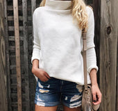 Half high collar loose shirt sweater