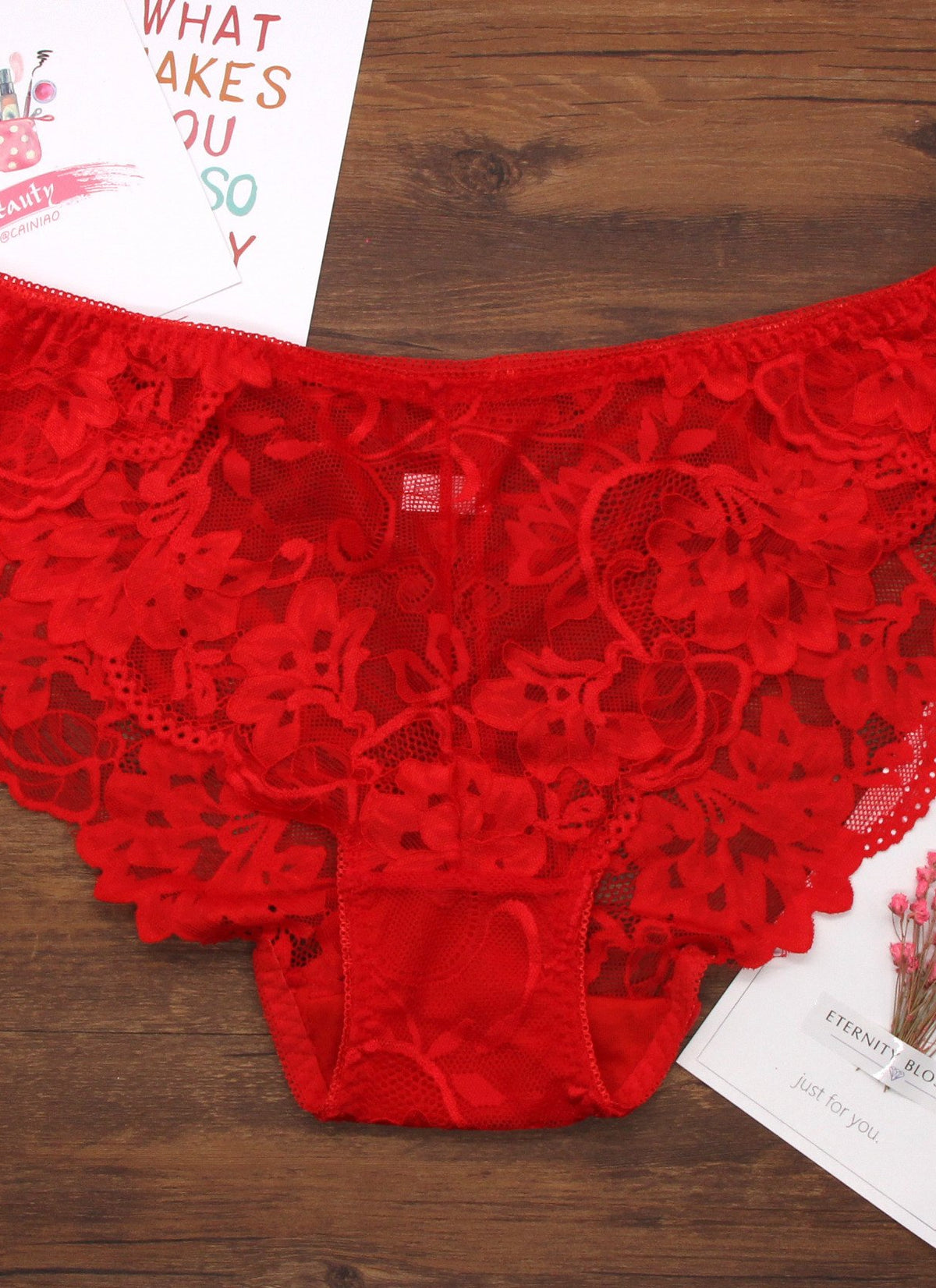 Transparent mesh lace seamless underwear
