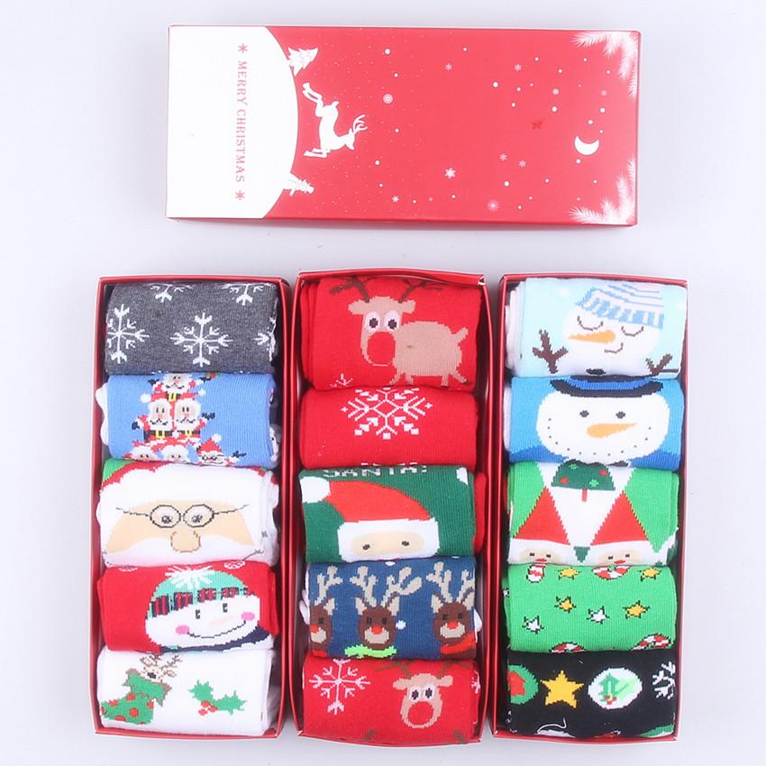 Christmas gift boxed socks elk old man snowflake
