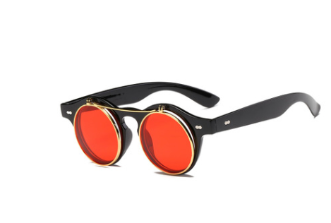 Black Vintage/Retro Round SteamPunk Sunglasses