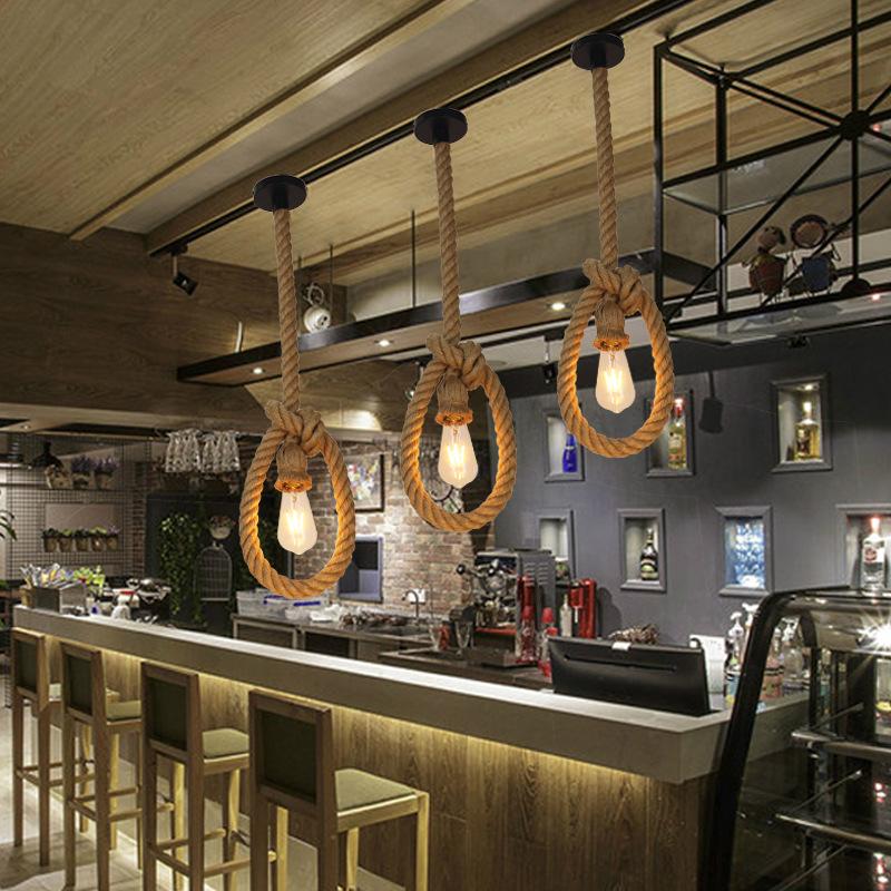 Hemp rope chandelier
