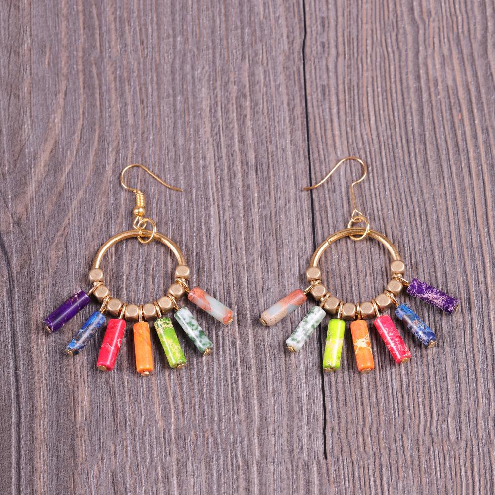 Bohemian stone Earrings 7 Color Energy Stone Yoga Earrings