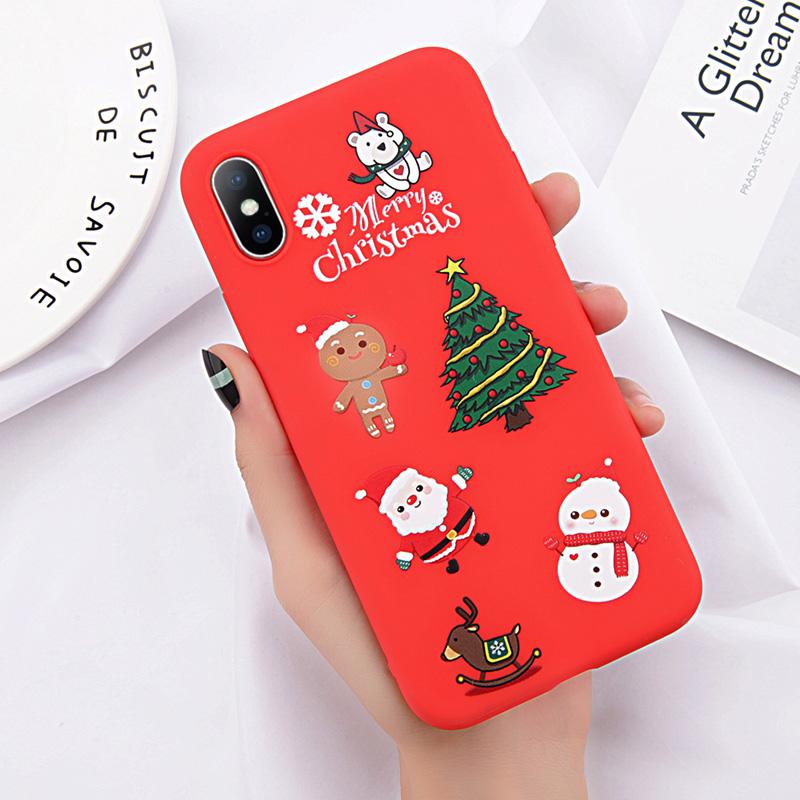 Lov Phone Case For iPhone 6 6s 7 8 Plus X XR XS Max Cute Cartoon Christmas Santa Claus Elk Soft TPU For iPhone 5 5S SE Cover