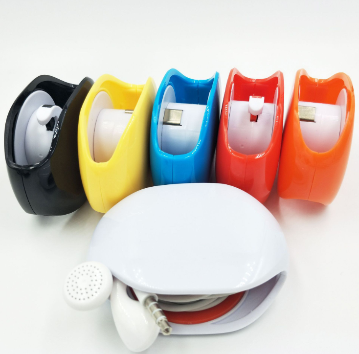 Automatic earphone retractor reel type push-type telescopic multi-function data storage box winder