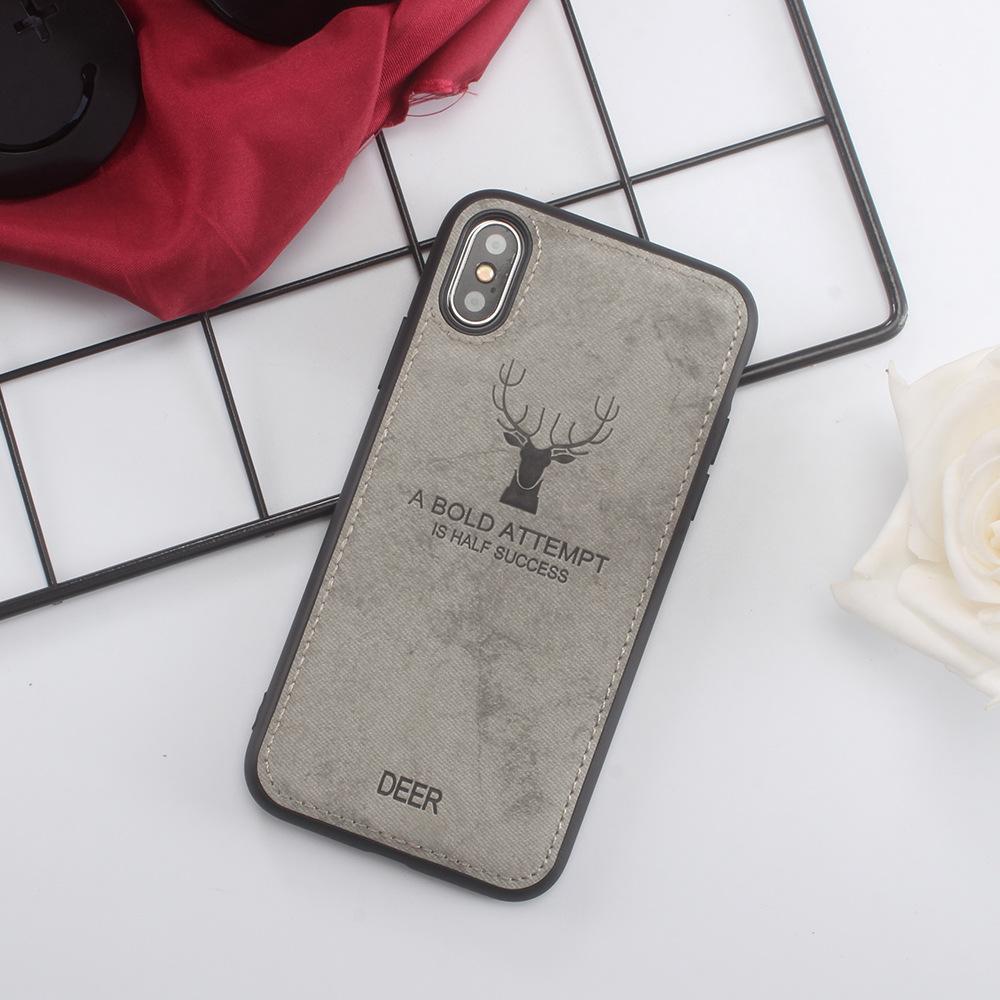 Luxury Retro Christmas Deer Cloth Texture       7 8 6 6S Plus X XS Max XR thin Soft TPU Leather Cover Case  | IPhone