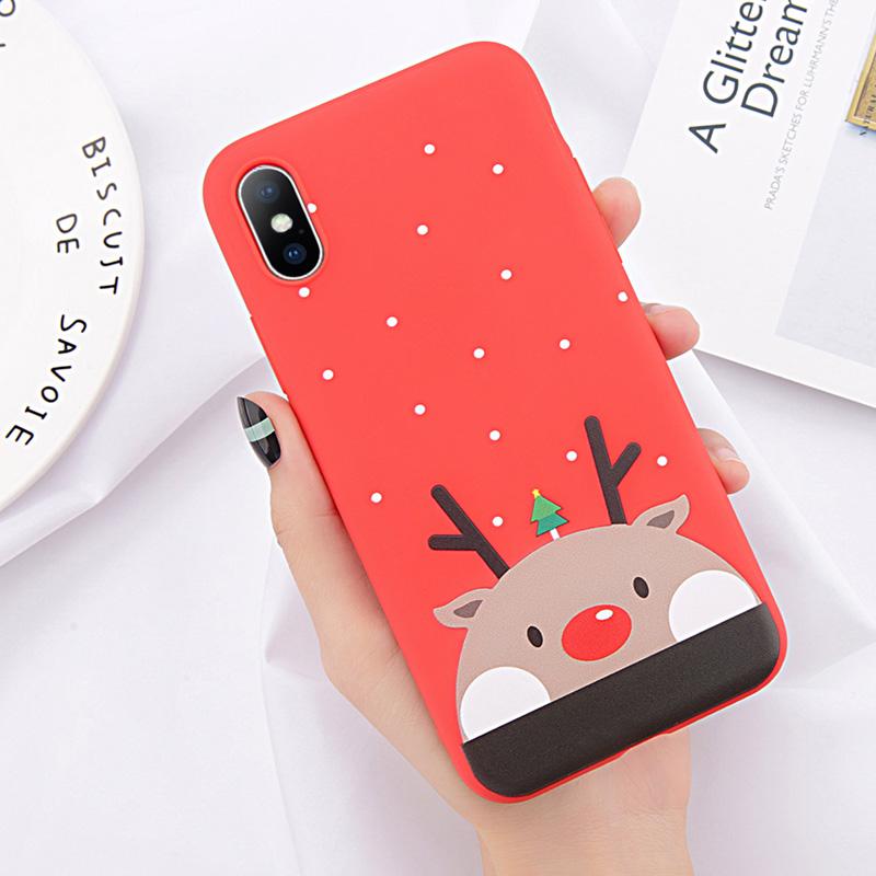Lov Phone Case For iPhone 6 6s 7 8 Plus X XR XS Max Cute Cartoon Christmas Santa Claus Elk Soft TPU For iPhone 5 5S SE Cover