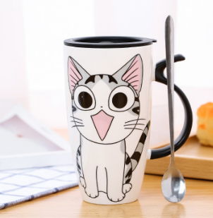 Taza grande de cerámica linda para gatos de 600 ml
