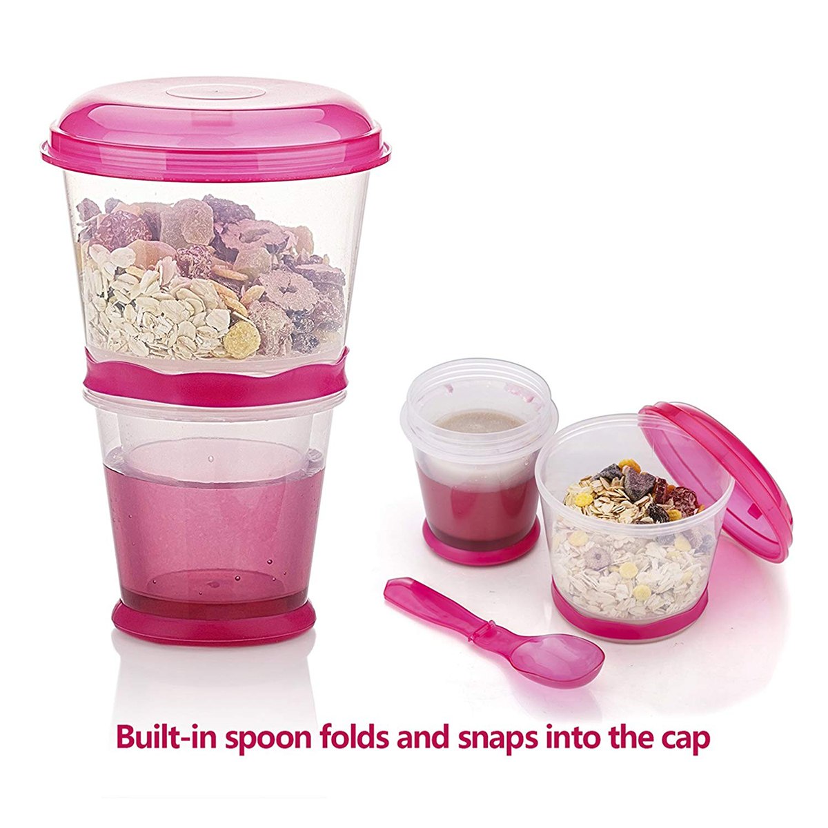Cereal Portátil Con Cuchara Plegable