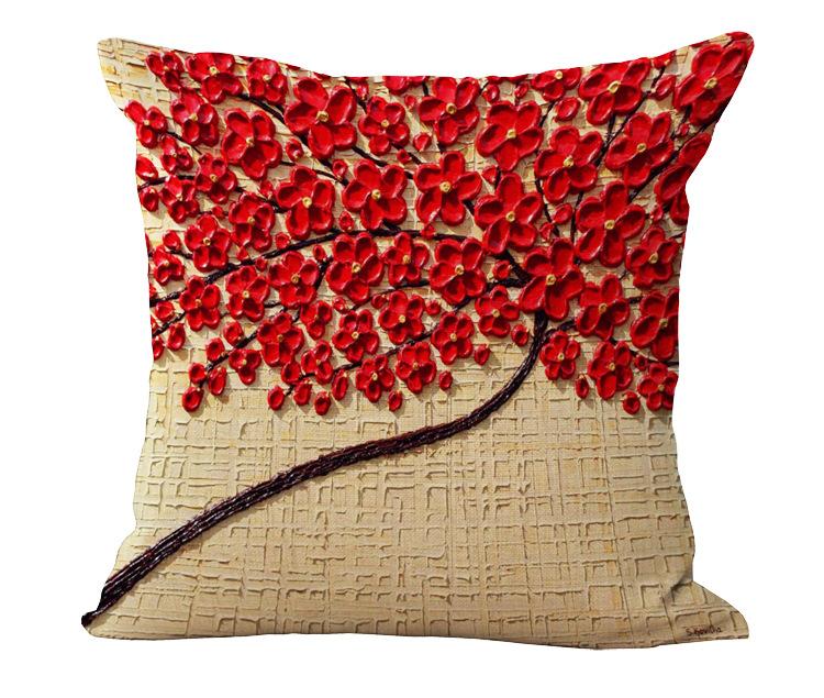 Oil painting cotton and linen pillowcase