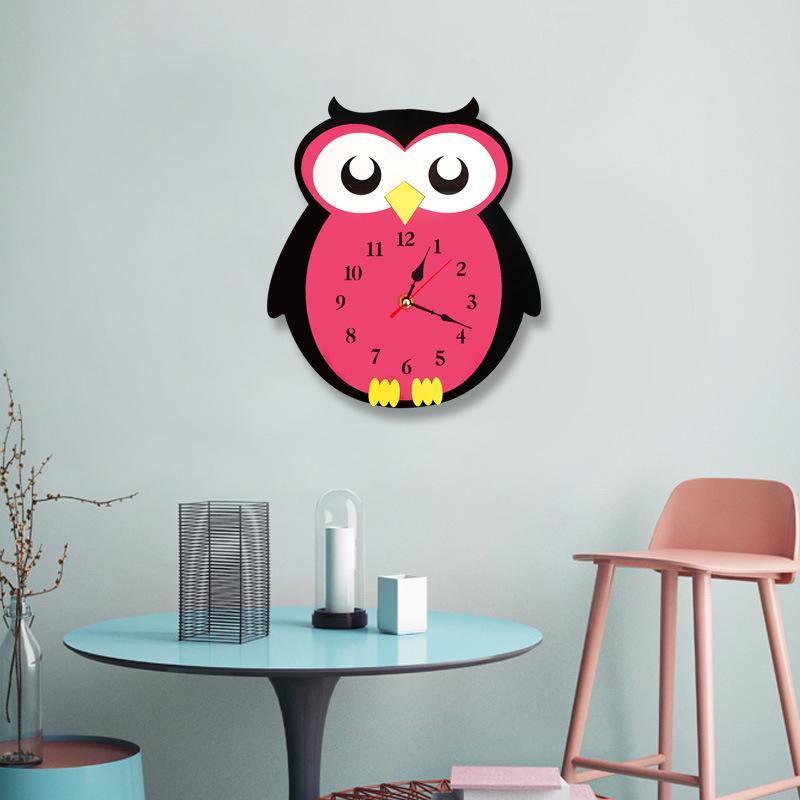 New Arrival Creative Balloon Owl Wall Clock Cartoon Acrylic Mute Children Bedroom Wall Clock Home Decor Christmas Gifts