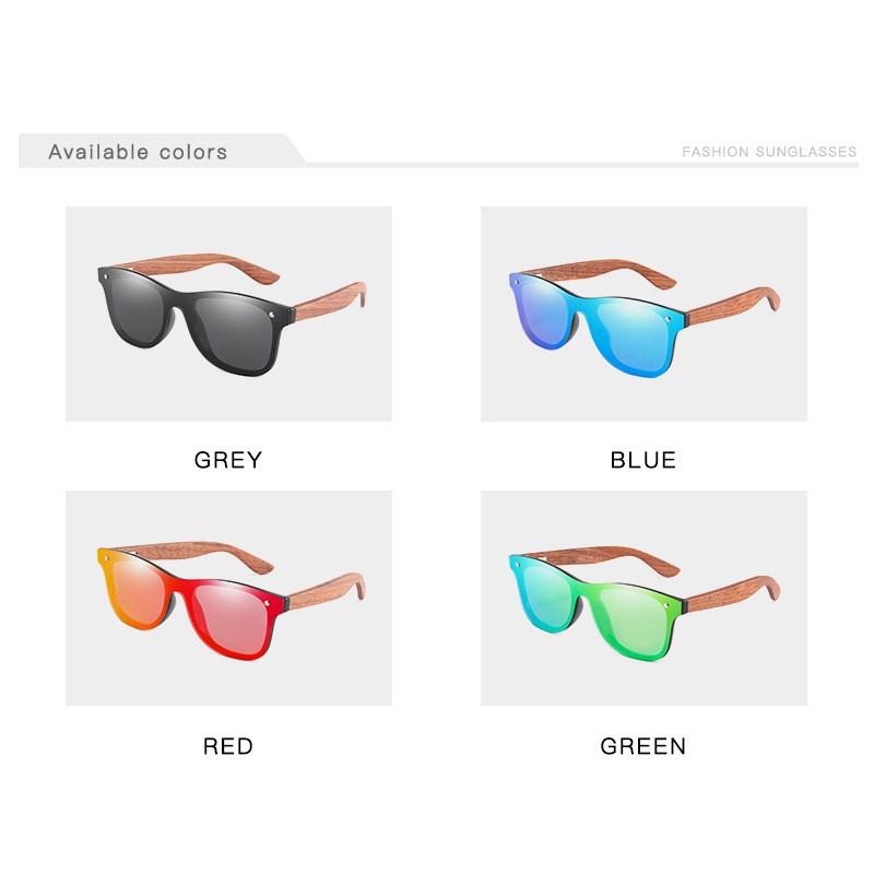 Bamboo Wood Leg Square Sunglasses