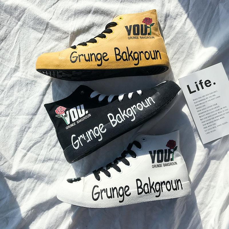 Autumn new high-top canvas shoes male Korean version of the trend of personality high to help shoes men's tide shoes students wild shoes