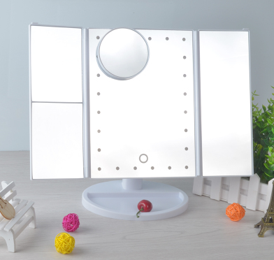 LED Espejo De Maquillaje Con Luz Plegable Portátil