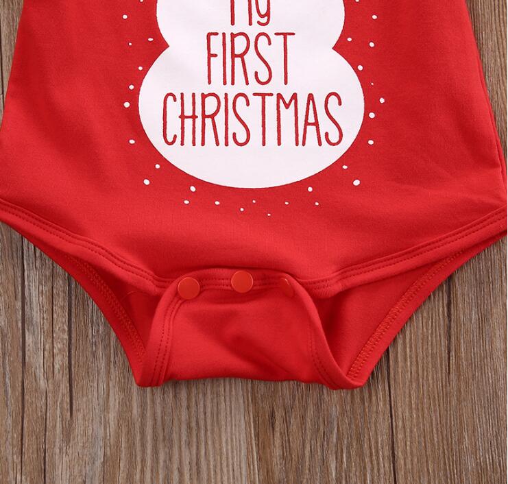 MUQGEW 2PCS Christmas Clothing Set 2PCs Baby Cartoon Snowman Letter Print Romper+Hat Set Outfit conjunto infantil kids clothes