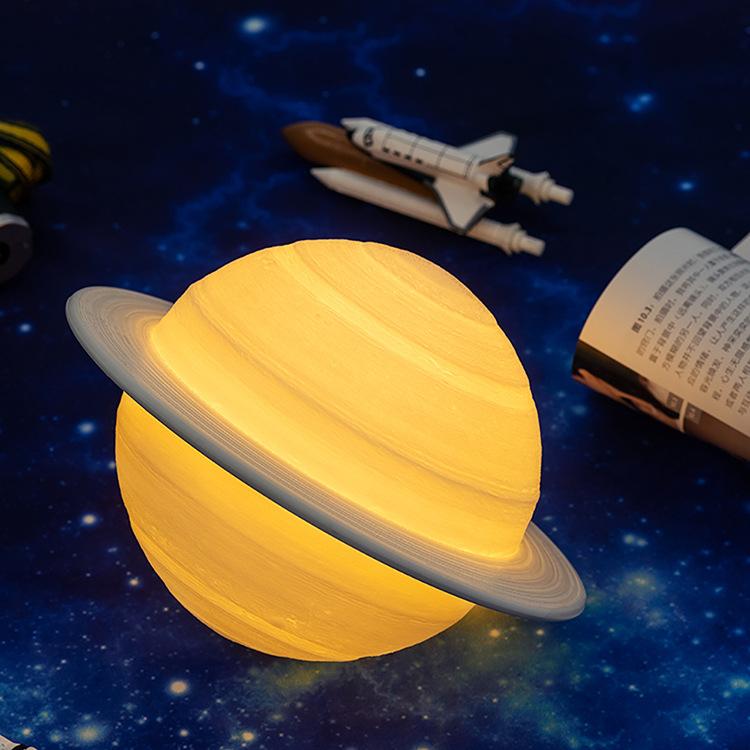 2020 NEW Dropship Rechargeable 3D Print Saturn Lamp Like Moon Lamp Night Light For Moon light with 2Colors 16Colors Remote Gifts