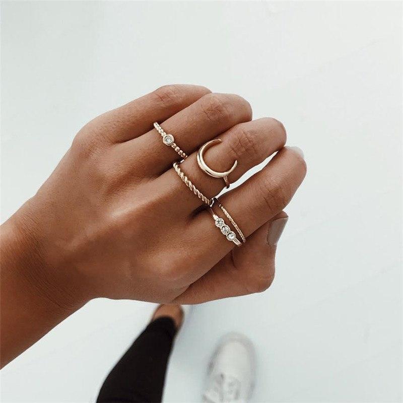 5pcs/set CZ Crystal Bohemian Rings