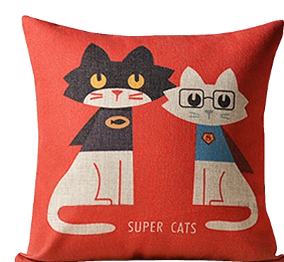 Cartooncotton and linen pillow sofa office cushion linen pillow IKEA literary cute pillowcase without core