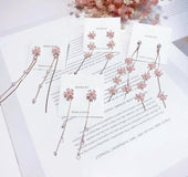 Flower pink tassel earrings